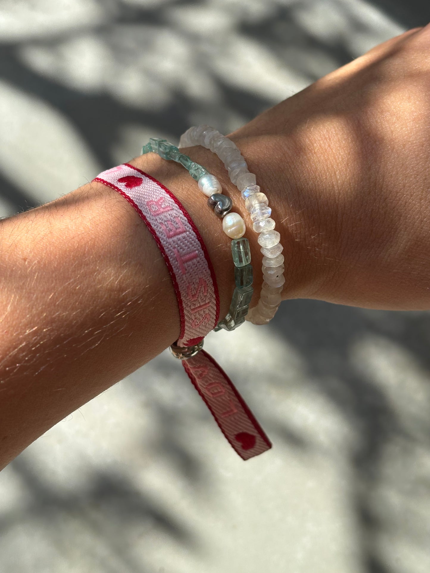 Apatit Armband "Herz" Silber