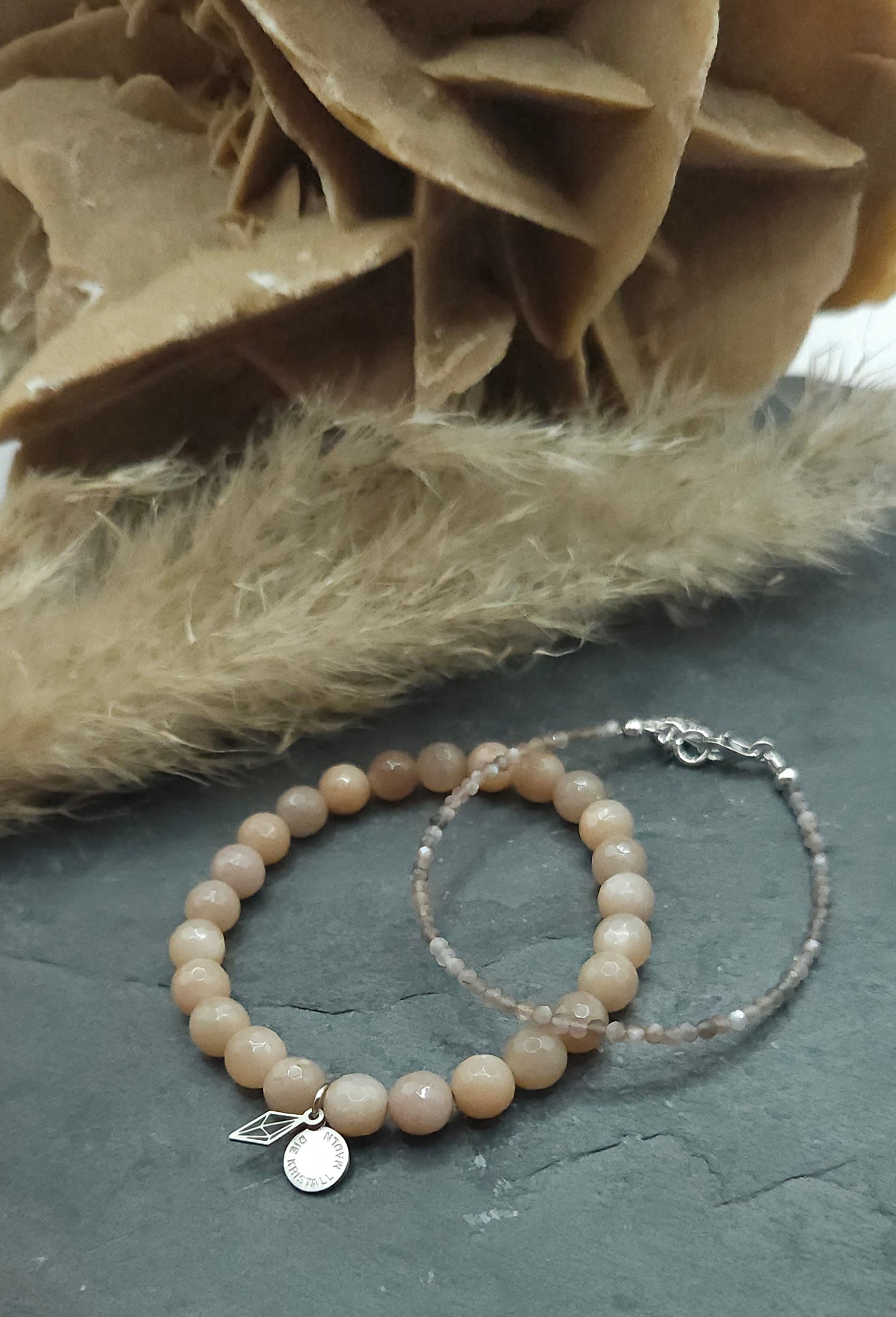 Mondstein braun mini Armkettchen Silber