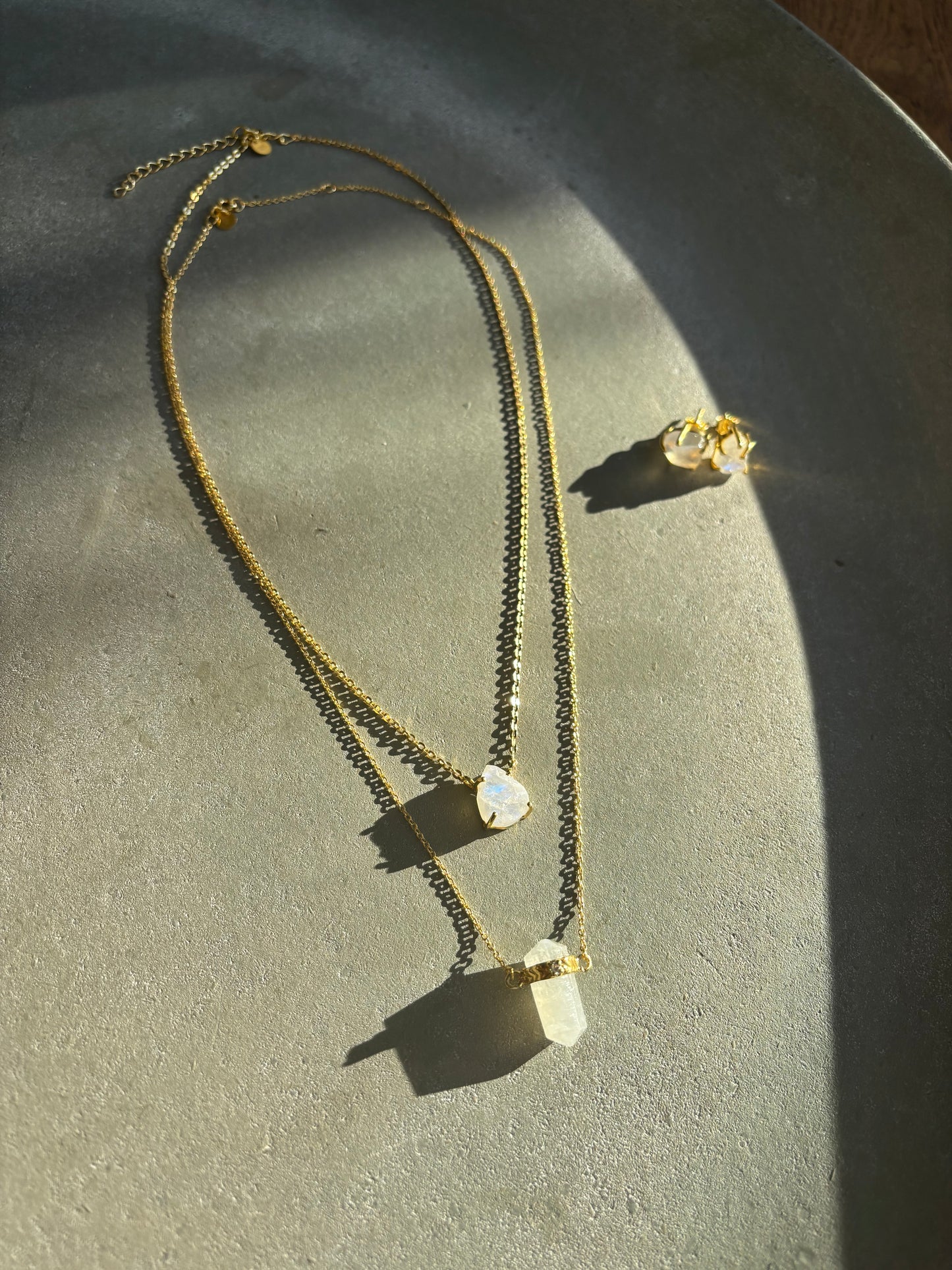 Labradorit weiß Halskette Gold