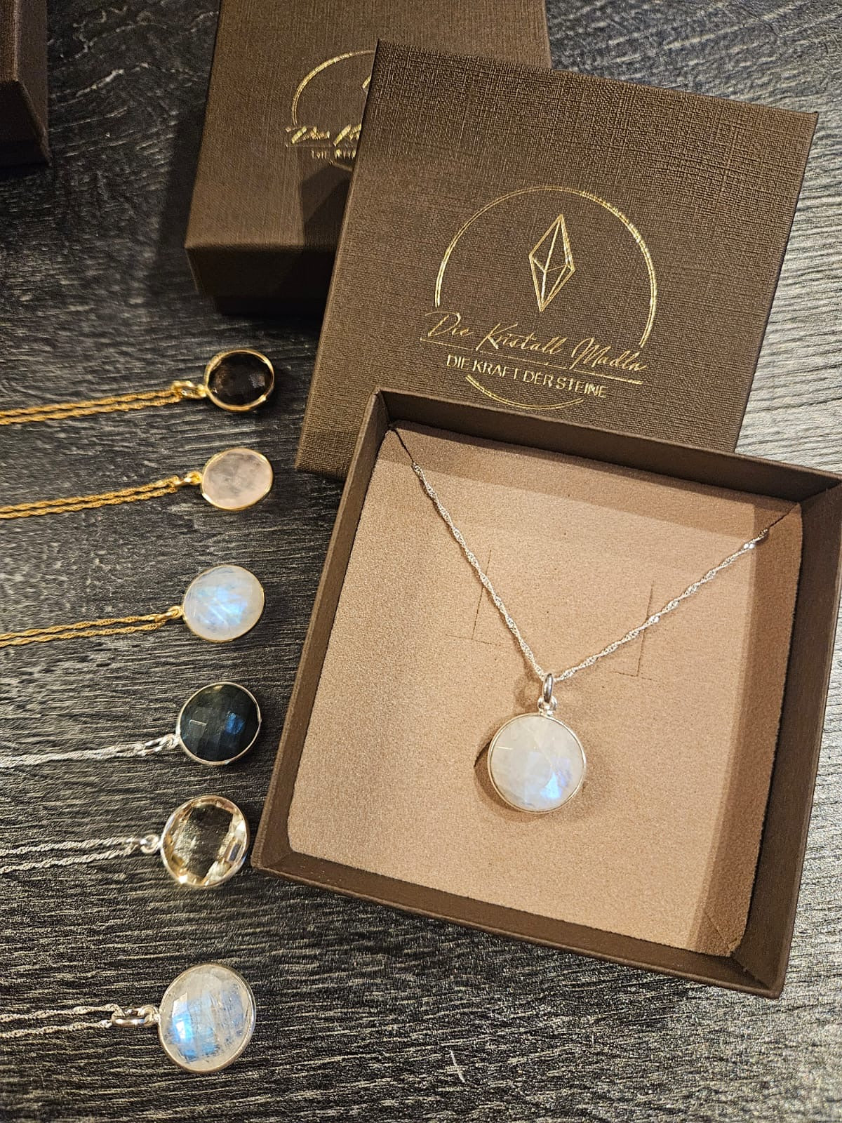 Labradorit weiß Halskette Gold