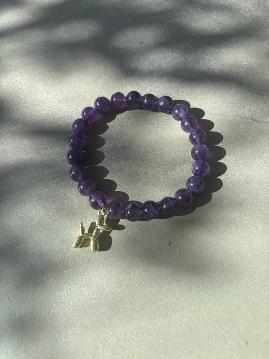 Amethyst Kugelarmband "dog" Gold