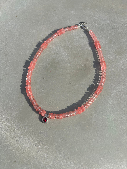Cherryquarz Halskette Silber