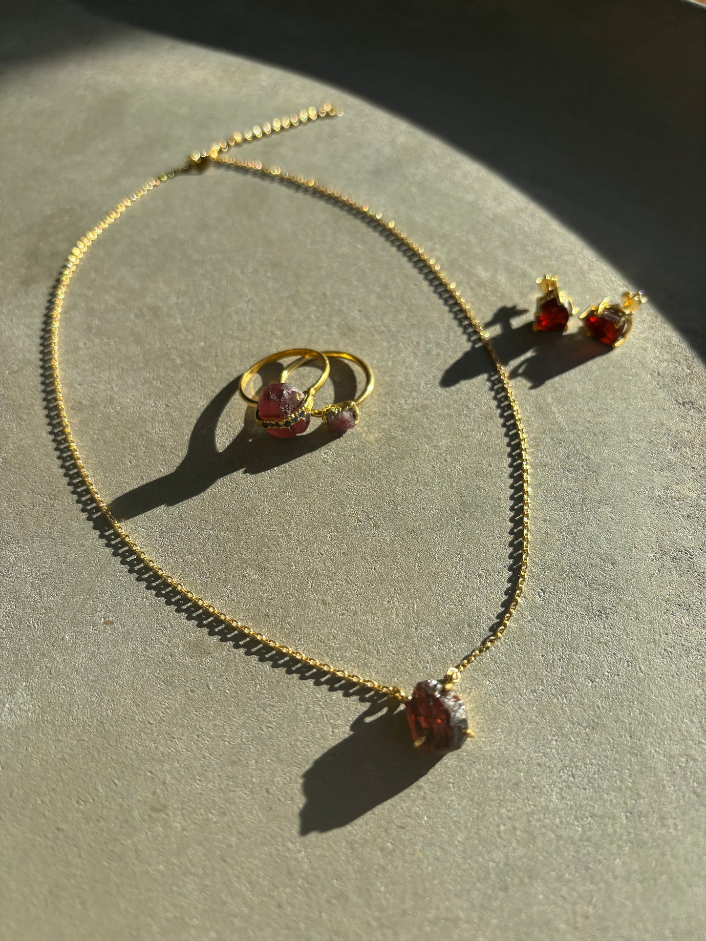 Granat Halskette Gold