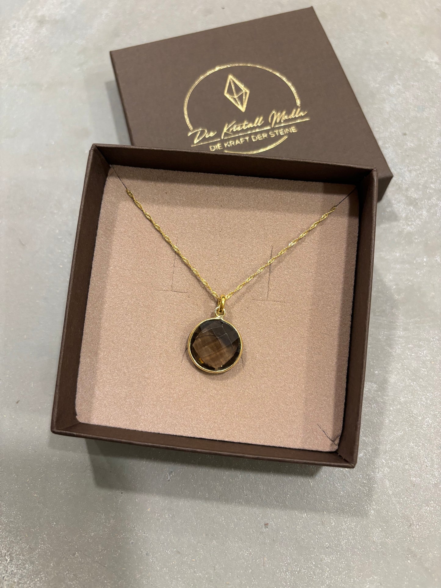 Rauchquarz Halskette Gold
