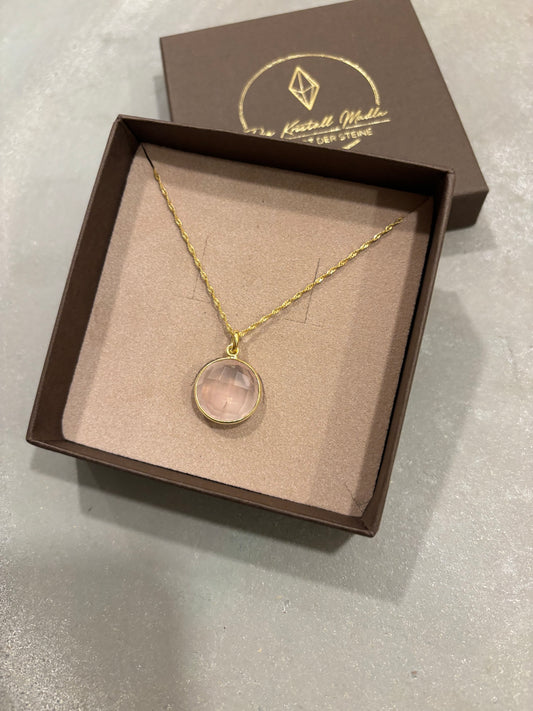 Rosenquarz Halskette Gold