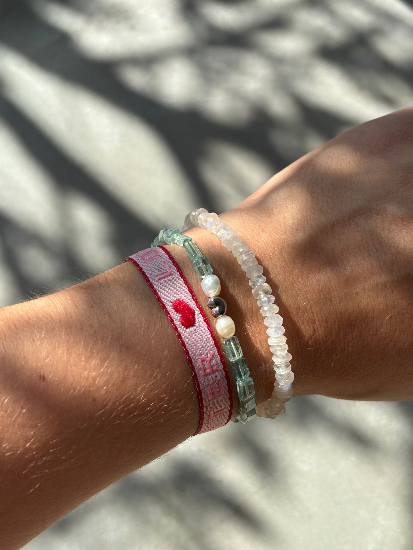 Labradorit weiß Armband "Herz"