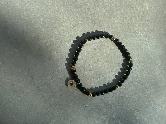 Turmalin Kugelarmband "Halbmond" Gold