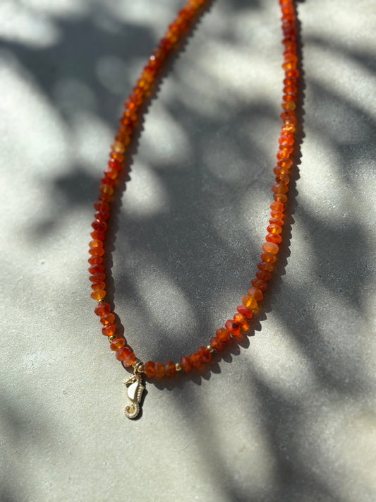 Karneol Halskette "Seepferdchen" Gold