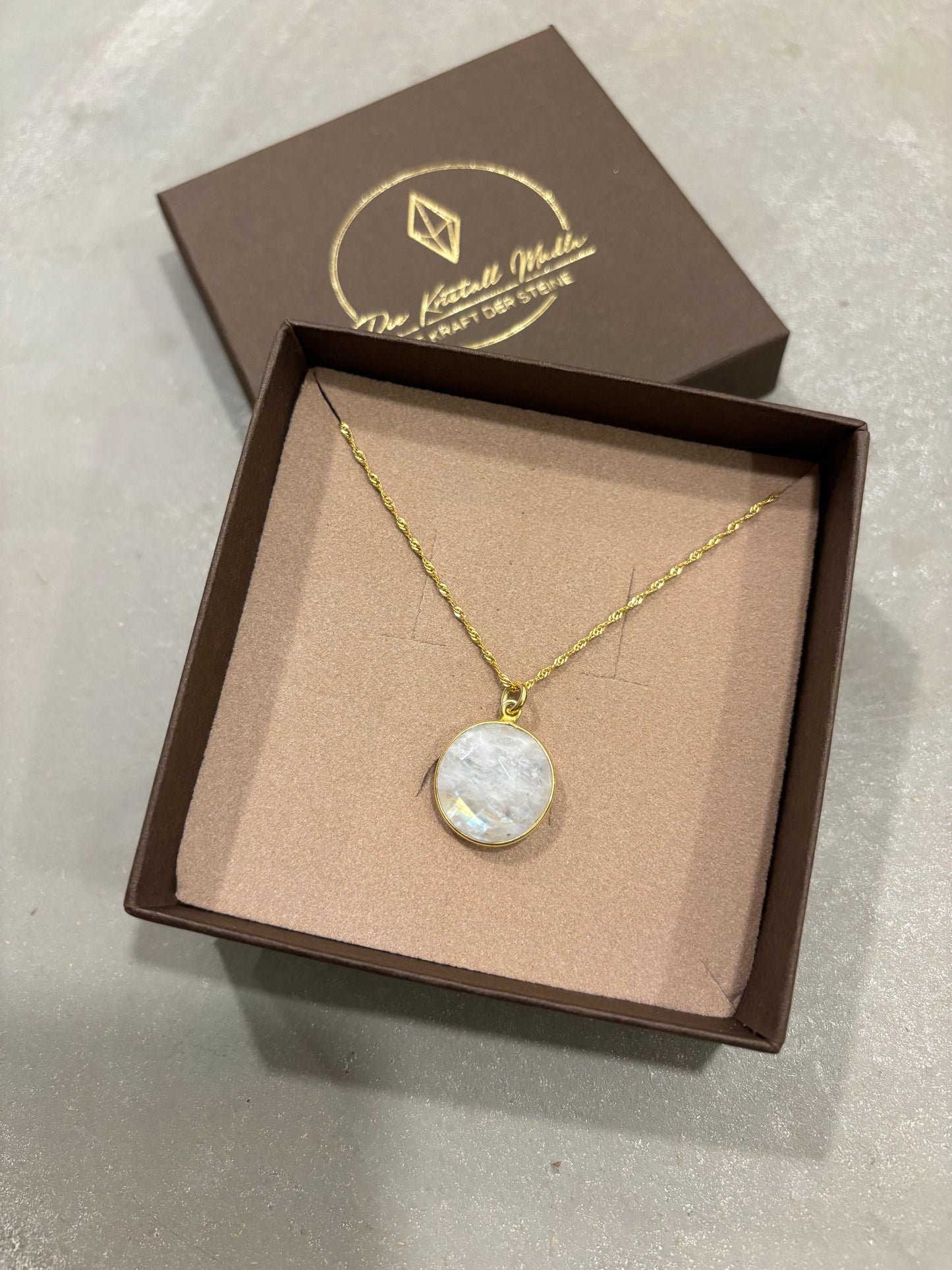 Labradorit weiß Halskette Gold