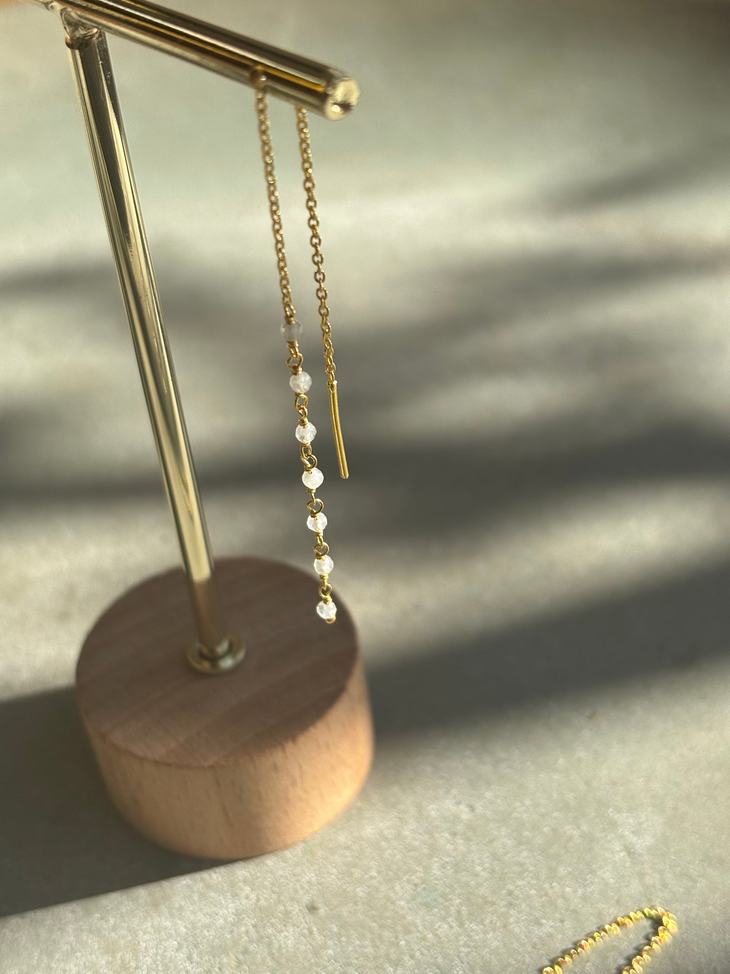 Labradorit weiß Ohrringe Gold