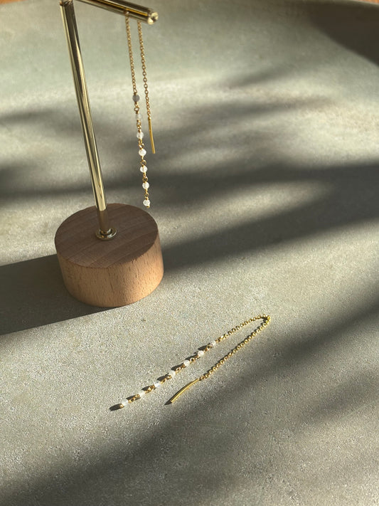 Labradorit weiß Ohrringe Gold