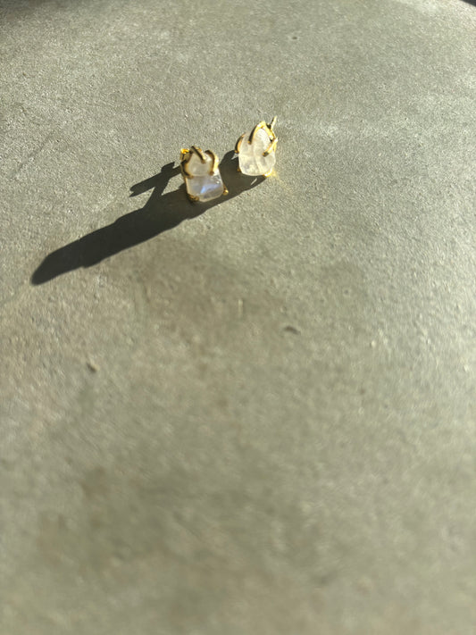 Labradorit weiß Ohrstecker Gold