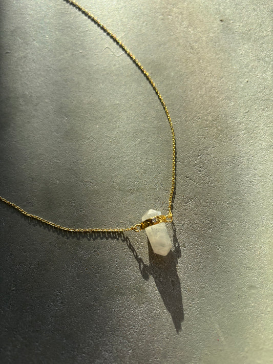 Labradorit weiß Halskette Gold