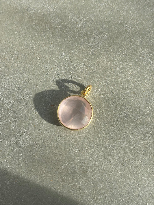 Rosenquarz Anhänger Gold