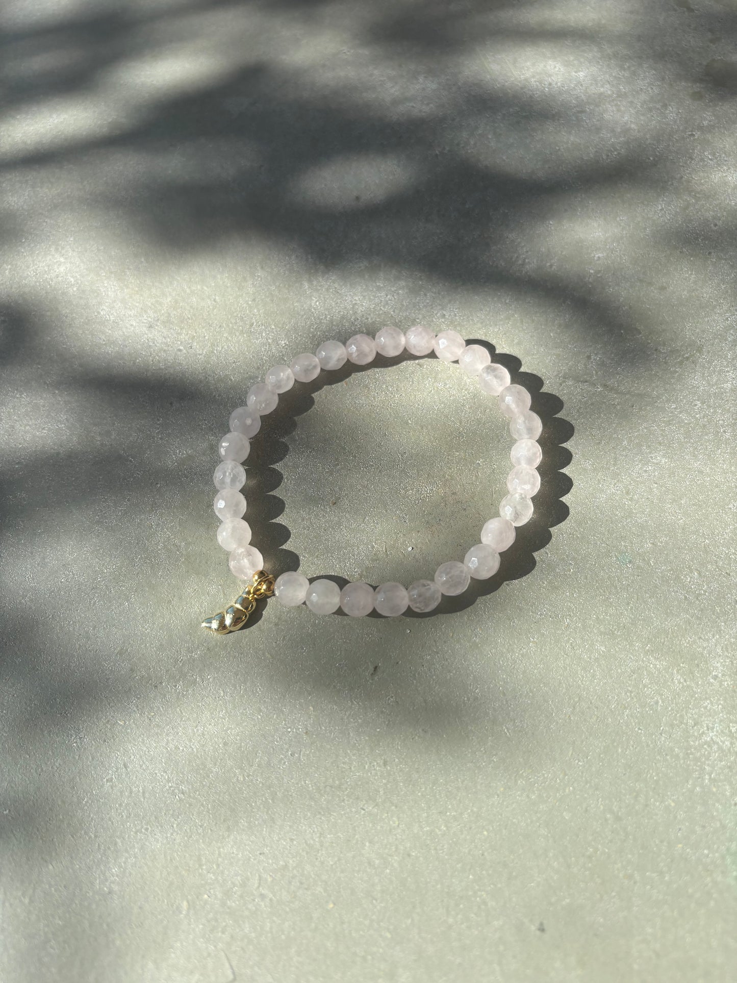 Rosenquarz Armband "Croissant" Gold