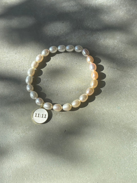 Süßwasserzuchtperlen Armband 11:11 Gold